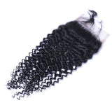 Deep Curly Virgin Human Hair Natural Black Closure