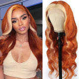 Blond Front/Orange Back 613/#350 Highlight  13x4  Transparent Frontal Lace Wig Body Wave Color Wig