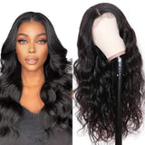 Body Wave 13x4 Transparent Frontal Lace Wig Naturlal Black 180% Density