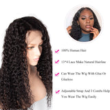 Deep Wave 13x4 Transparent Frontal Lace Wig Naturlal Black 180% Density