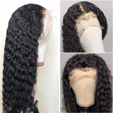 Deep Wave 13x4 Transparent Frontal Lace Wig Naturlal Black 180% Density