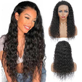 Water Wave Full Frontal 13*4 Transparent Lace Wig Naturlal Black