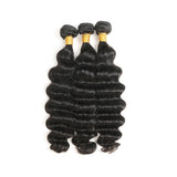 Loose Deep Curly Virgin Human Hair Natural Black Bundles