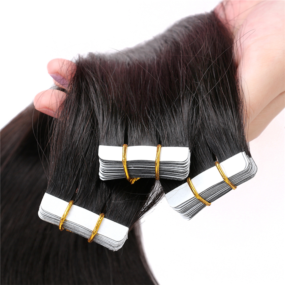 Straight Virgin Human Hair  Tape In Natural Black (40pcs/100grams)